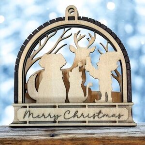 Handmade "Merry Christmas" Layered Wood Ornament - Selfie